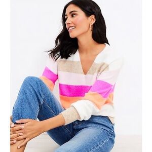 Ann Taylor Loft Striped V-neck Sweater